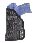 Black pocket holster with blue S&W handgun in Mainstay Clipless IWB Holster