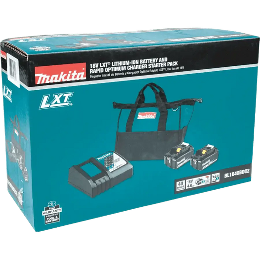 Chief Miller Power Tool Batteries Makita BL1840BDC2 18V LXT® Lithium‑Ion Battery and Rapid Optimum Charger Starter Pack (4.0Ah) Apparel