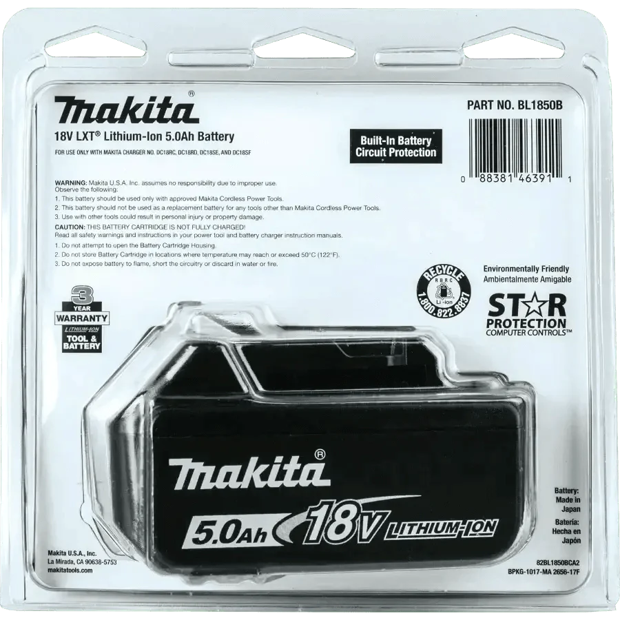 Chief Miller Power Tool Batteries Makita BL1850B 18V LXT® Lithium‑Ion 5.0Ah Battery Apparel