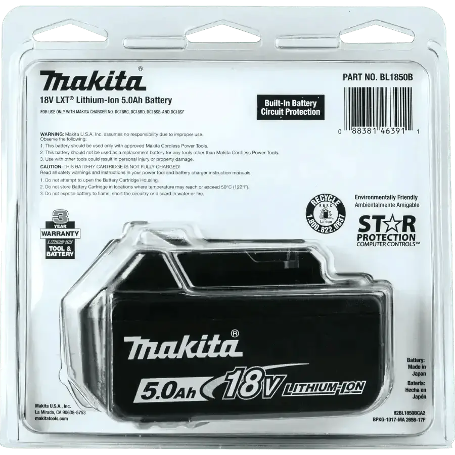 Makita BL1850B 18V LXT® Lithium‑Ion 5.0Ah Battery - Chief Miller Apparel