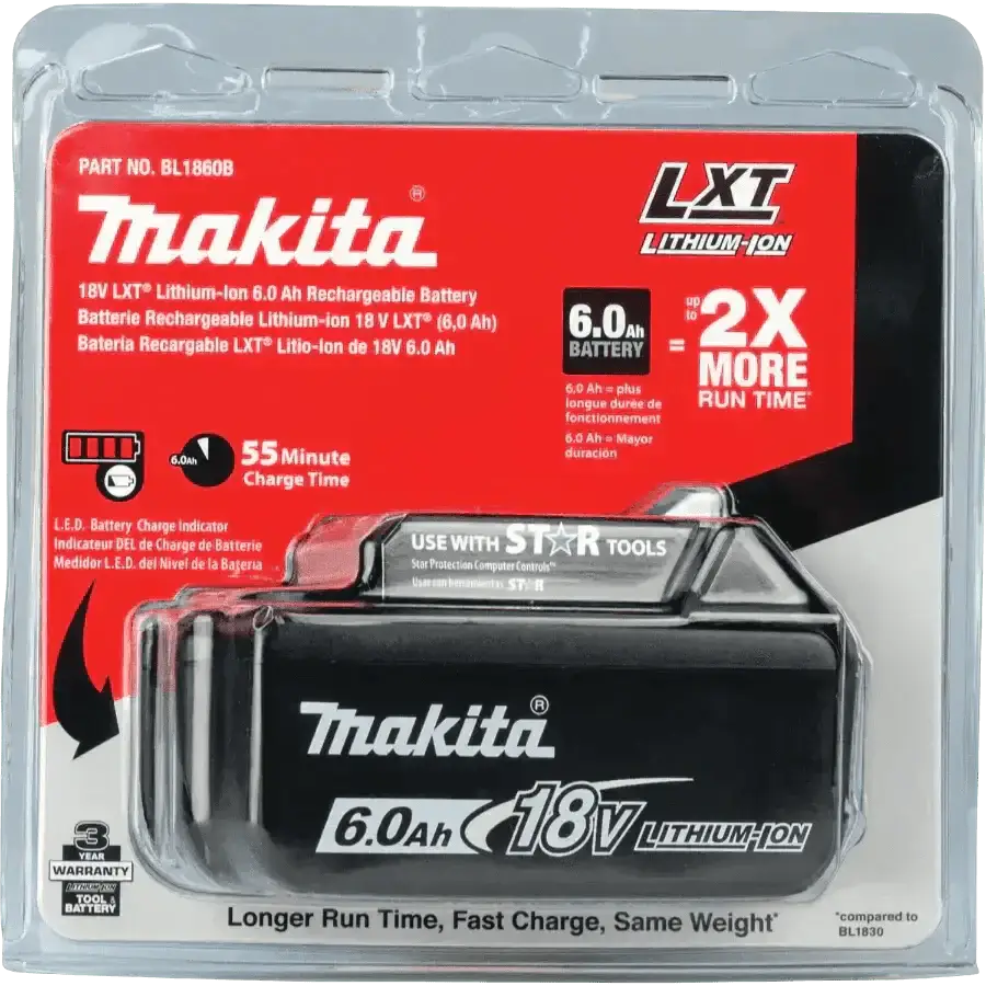 Makita BL1860B 18V LXT® Lithium‑Ion 6.0Ah Battery - Chief Miller Apparel