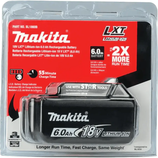 Makita BL1860B 18V LXT® Lithium‑Ion 6.0Ah Battery - Chief Miller Apparel