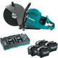 Makita GEC01PL4 80V XGT® Brushless Power Cutter with charging dock and spare batteries