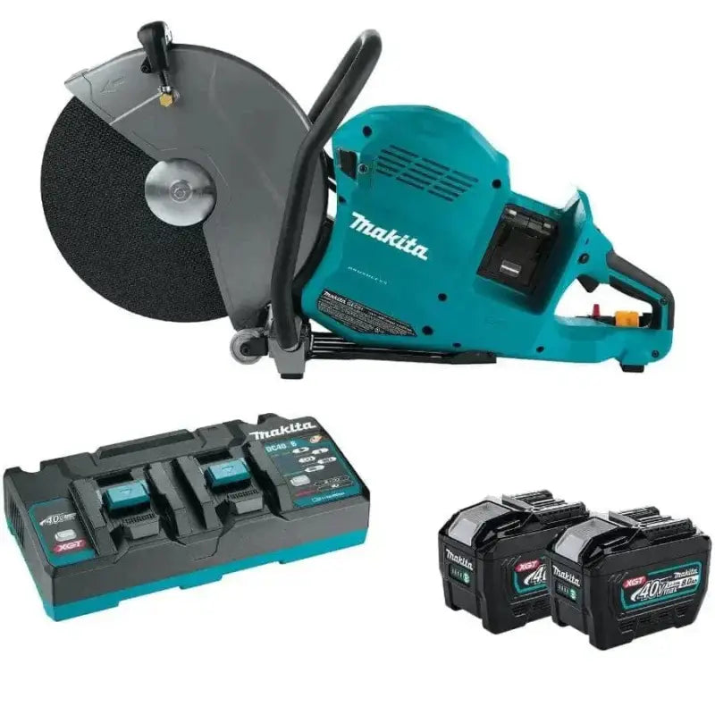 Makita GEC01PL 80V XGT Brushless Power Cutter Kit with dual battery charger and batteries