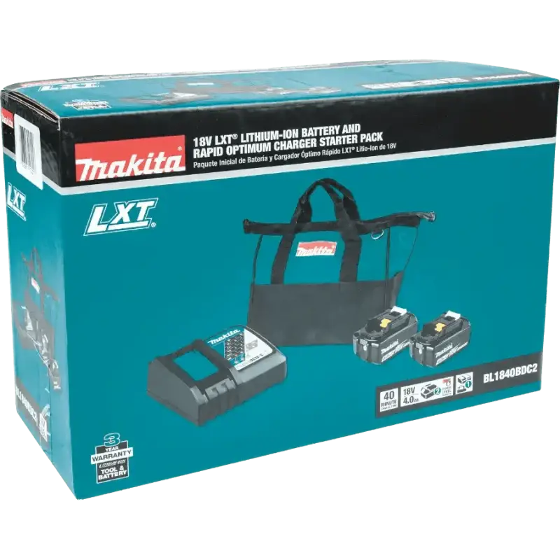 Makita BL1840BDC2 18V LXT Lithium-Ion Battery and Rapid Optimum Charger Starter Pack