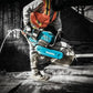 Makita GEC01PL4 80V XGT® Brushless Power Cutter cutting concrete with water spray