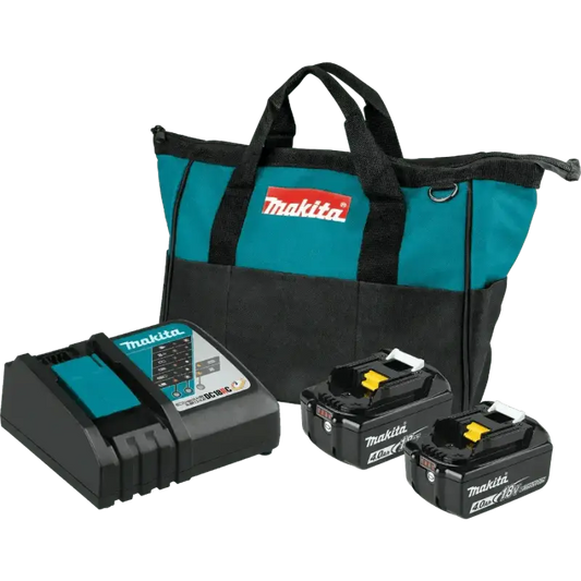 Makita BL1840BDC2 18V LXT Lithium-Ion Battery kit with Rapid Optimum Charger in teal and black