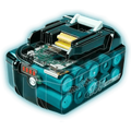 Makita BL1860B 18V LXT® Lithium-Ion battery pack with transparent teal casing
