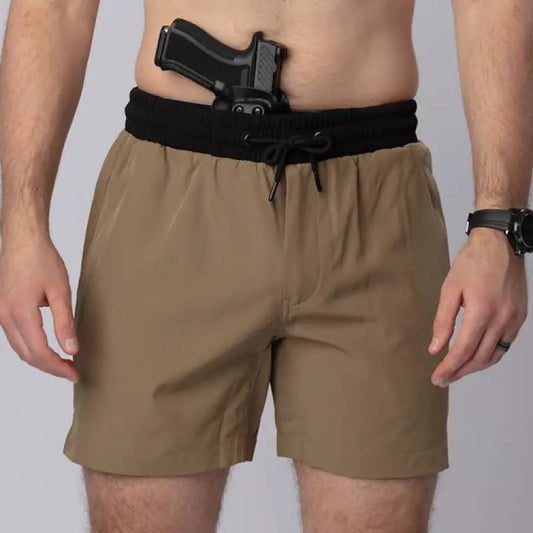Carrier Training Shorts Mk.II 5 Inch Inseam with concealed carry gun in waistband