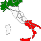 Map of Italy colored with the Italian flag for Italian Blend Dark Roast Coffee packaging