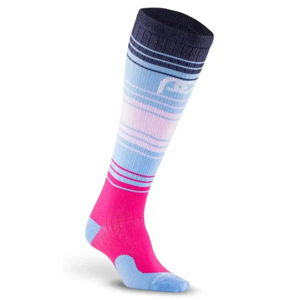 Athletic knee-high sock in Bayou Sunset gradient perfect for first responders and firefighters