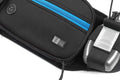 Black fanny pack with blue zipper accent, ideal for concealed carry with Marathon Gun Pack