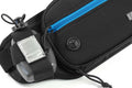 Black Marathon Gun Pack with blue zipper and water bottle holder for concealed carry