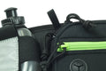 Black Marathon Gun Pack with neon green zipper and water bottle holder for concealed carry