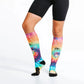 Marathon Printed Rainbow Tie Dye Compression Socks with Black Accents and Swirls