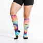 Rainbow Tie Dye Marathon Printed knee-high socks with vibrant spiral designs