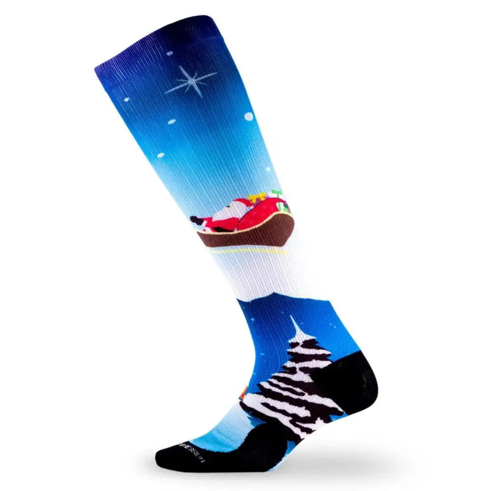 Chief Miller Compression Socks>Over-the-Calf>Marathon Marathon Printed, Santa's Sleigh Apparel