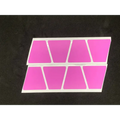 Eight pink trapezoid shapes for the Matte Pink Reflective Helmet 8 Pack on a white surface