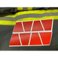 Matte red reflective panels with white borders in geometric pattern for Red Reflective Helmet