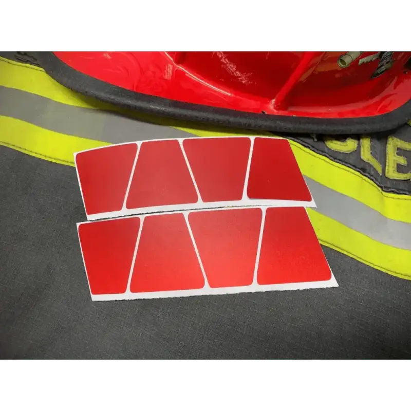 Red reflective stickers with rounded corners for Matte Red Reflective Helmet 8 Pack