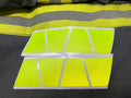 Neon yellow reflective safety strips with white lines on Matte Retro Fluorescent Yellow Reflective Helmet