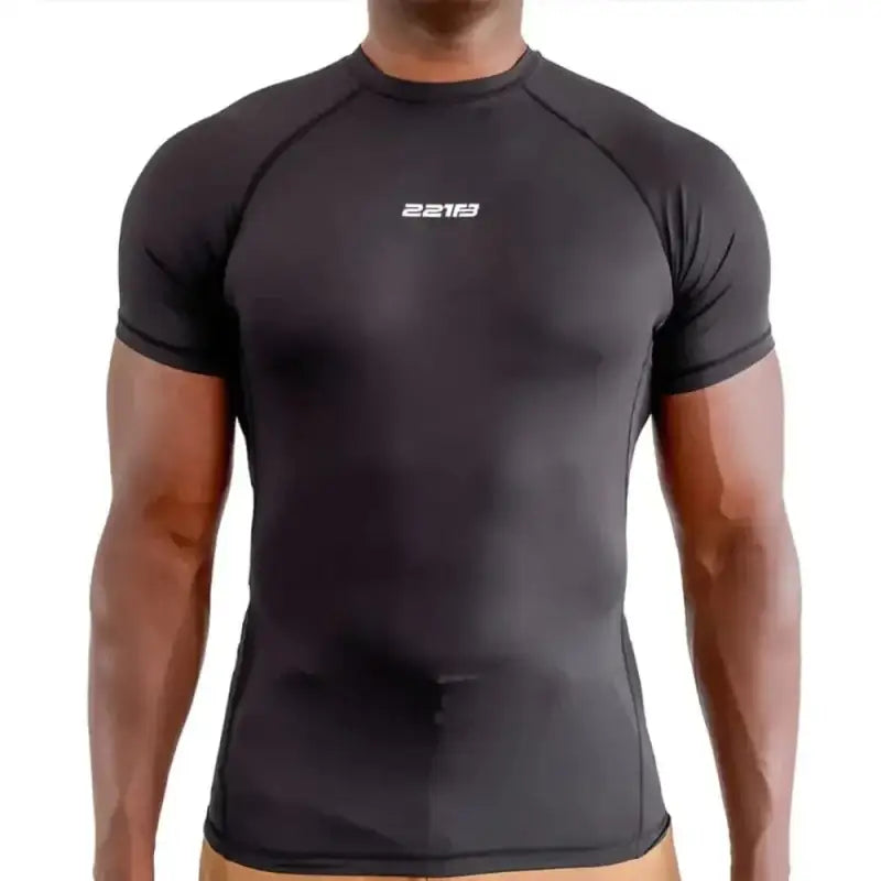 Black compression Maxx-Dri Silver Elite T-Shirt with short sleeves and white logo