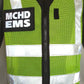 High-visibility lime green MCHD ANSI II Adjustable Vest with reflective stripes