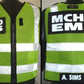 High-visibility lime green MCHD ANSI II Adjustable Vest with reflective stripes