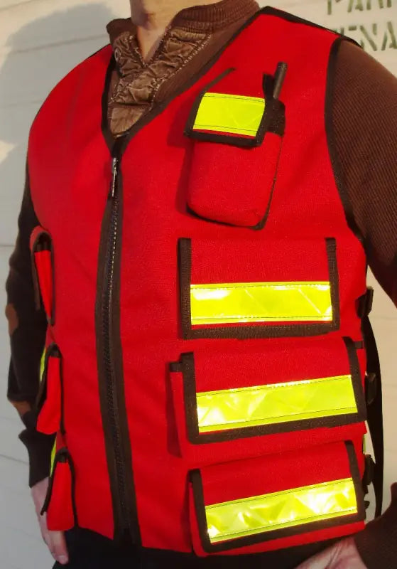 Red Medic 7 Vest with Reflective stripes for first responders and firefighters, 4’’x6’’