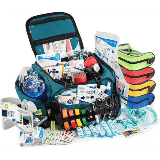 Scherber Premium First Responder Trauma Kit with colorful emergency supplies