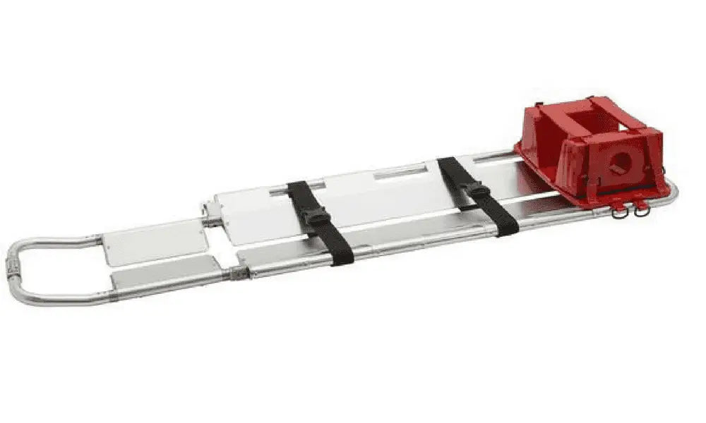 Medical scoop stretcher with red head support attachment from LINE2design Emergency Medical