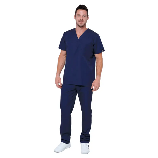 Men’s 6 Pocket Soft Stretch Uniform Scrubs - Style ST101 - Navy / Small - Men’s Scrubs Sets