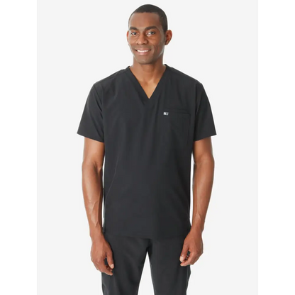 Men’s Double-Pocket Scrub Top - Real Black / XS - Men’s Scrub Top