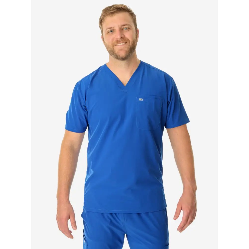 Men’s Double-Pocket Scrub Top - Royal Blue / XS - Men’s Scrub Top