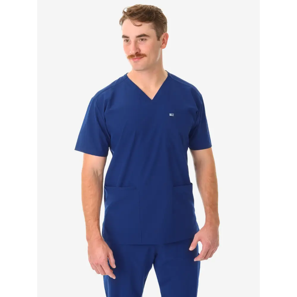 Men’s Five-Pocket Scrub Top - Navy Blue / XS - Men’s Scrub Top