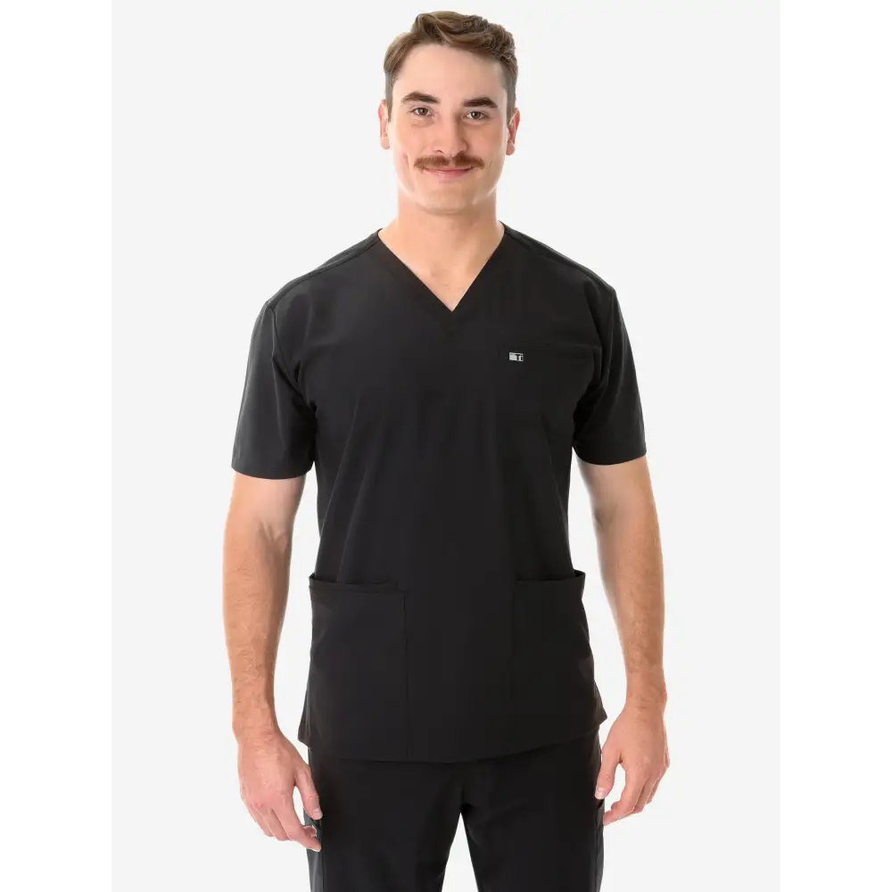 Men’s Five-Pocket Scrub Top - Real Black / XS - Men’s Scrub Top