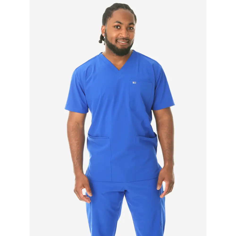 Men’s Five-Pocket Scrub Top - Royal Blue / XS - Men’s Scrub Top