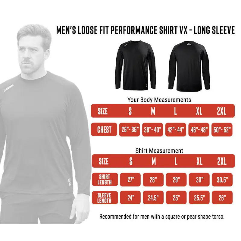 Men’s Loose Fit Performance Shirt VX - Long Sleeve (Black) - Inventory