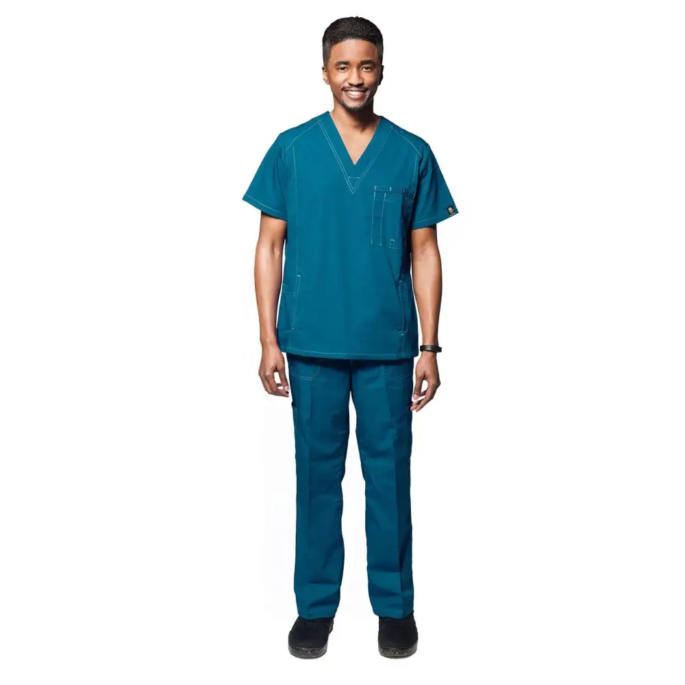 Men’s Multi Pocket Utility Medical Scrubs - Style 102AV - Caribbean / S - Men’s Scrubs Sets