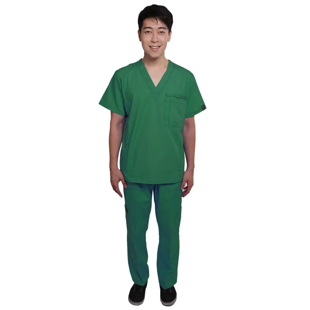 Men’s Multi Pocket Utility Medical Scrubs - Style 102AV - Hunter / S - Men’s Scrubs Sets