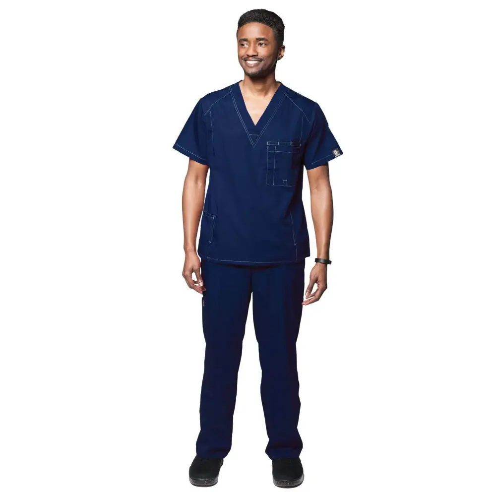 Men’s Multi Pocket Utility Medical Scrubs - Style 102AV - Navy / S - Men’s Scrubs Sets