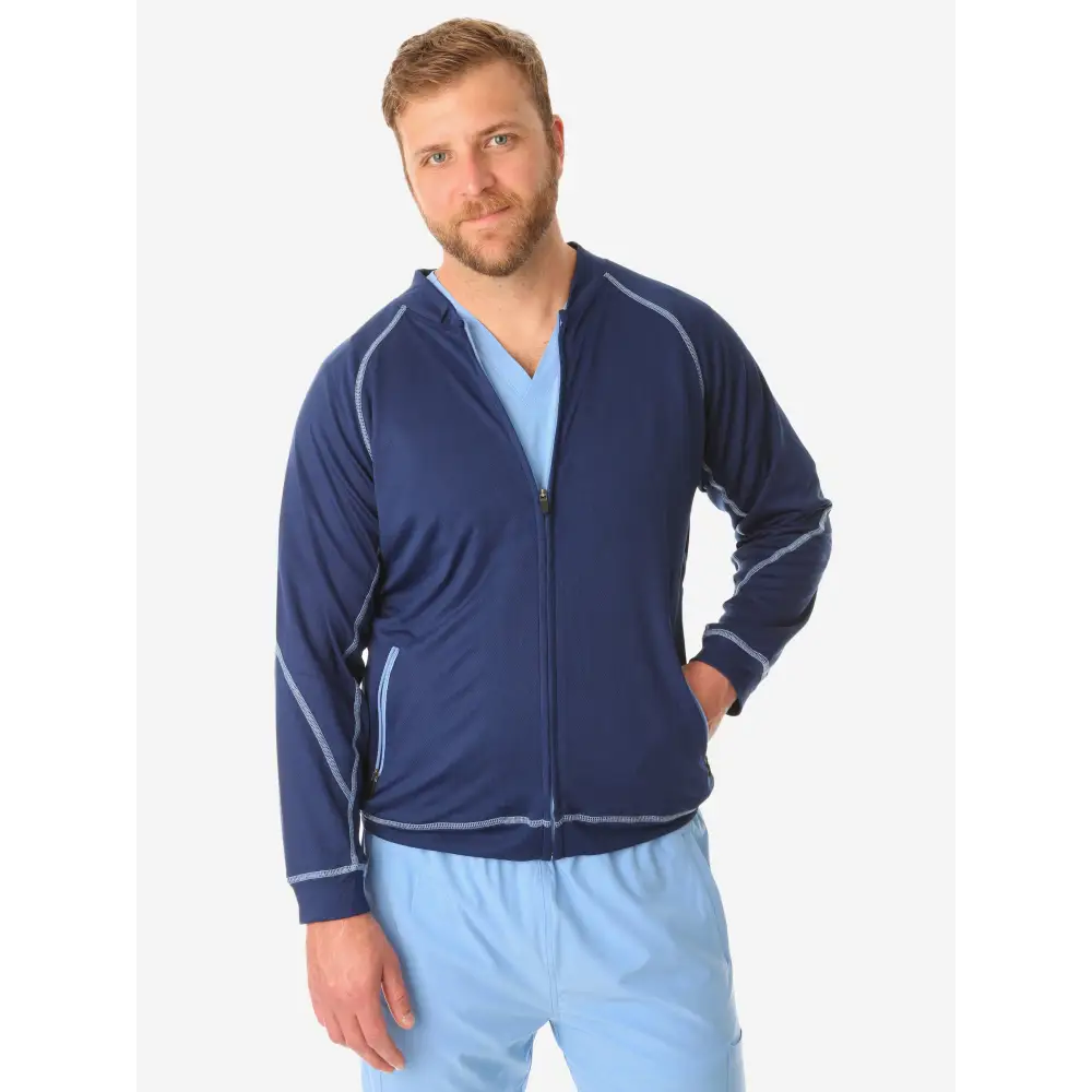 Men’s Scrub Jacket - Navy / XS - Men’s Scrub Top