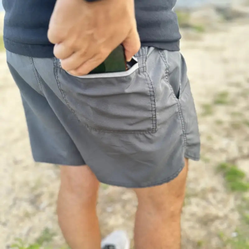 Gray casual men’s shorts with pockets from the Response collection for first responders