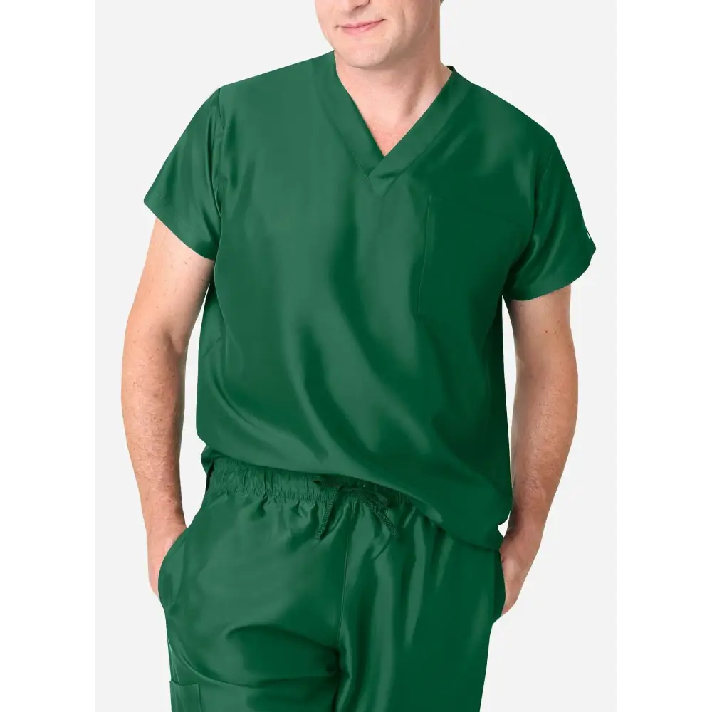 Men’s Simple Scrub Top - Hunter Green / XXS - Men’s Scrub Top