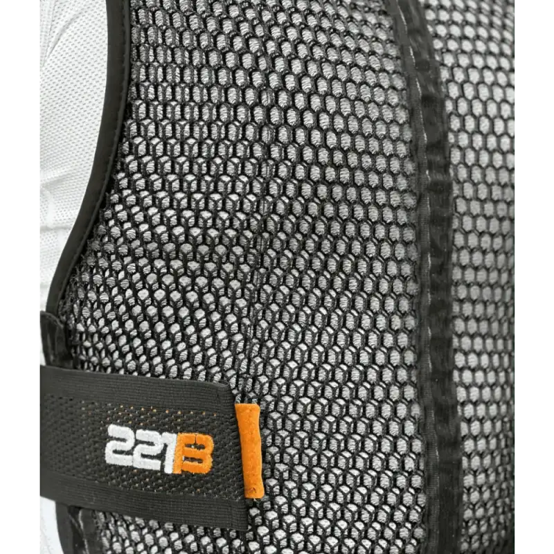 Mesh fabric panel with black strap and 22B orange text on Maxx-Dri Vest 5.0