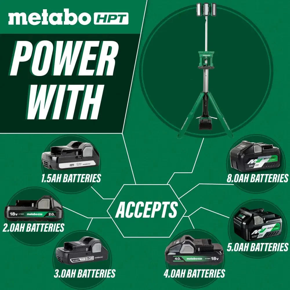 Chief Miller Work Lights Metabo HPT UB18DGQ4M 18V MultiVolt™ Cordless 4,000 Lumen LED Tripod Site Light Apparel