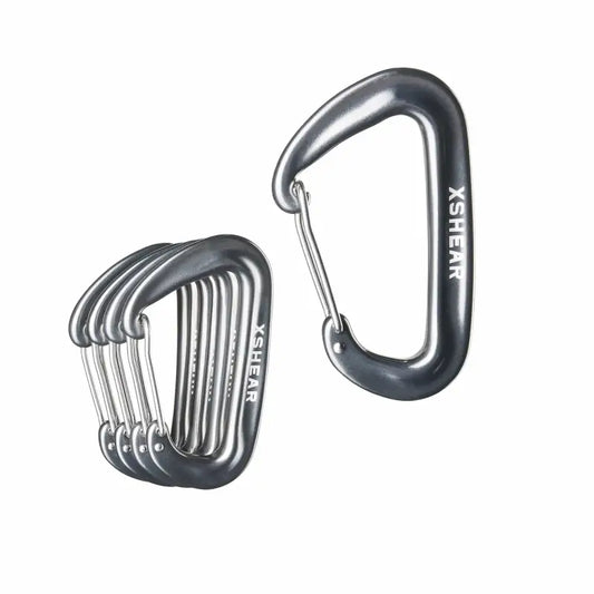 Metal climbing carabiners with wire gates ideal for lightweight aluminum carabiners