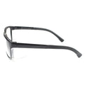 Black rectangular METEL M40 Safety Glasses with clear polycarbonate lenses viewed from the side
