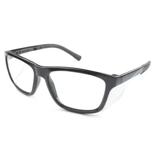 Black rectangular eyeglass frames with clear polycarbonate lenses for METEL M40 Safety Glasses