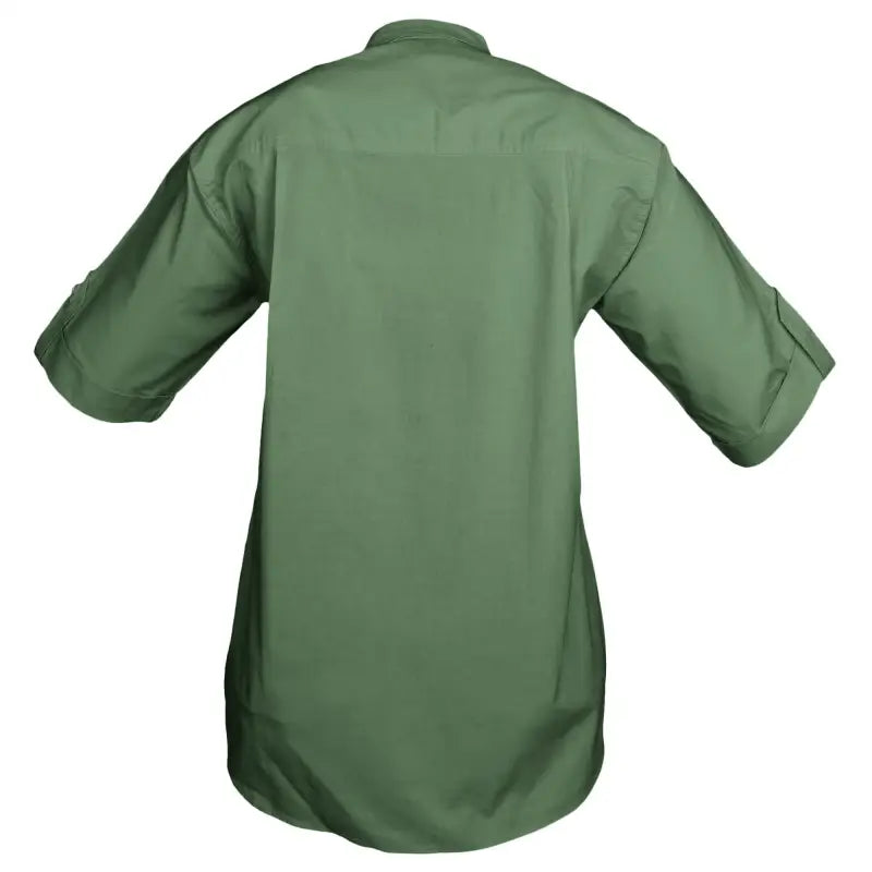 Military-style olive green short sleeve trail shirt for women, ideal outdoor gear